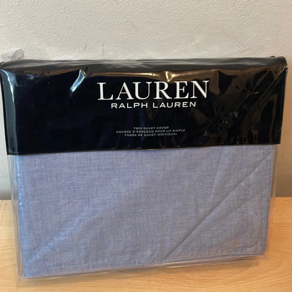 Lauren Graydon Melange Chambray Twin Duvet Cover and Quilted Euro Sham Bundle